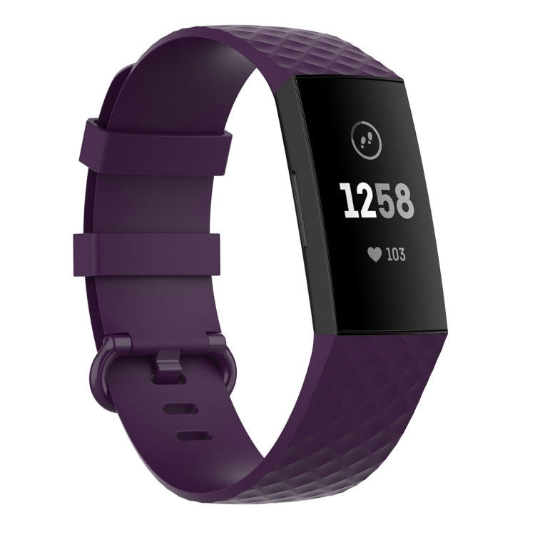 xDfind 18mm Silver Color Buckle TPU Wrist Strap Watch Band for Fitbit Charge 4 / Charge 4 SE / Charge 3 / Charge 3 SE, Size: S(Dark Purple) by xDfind