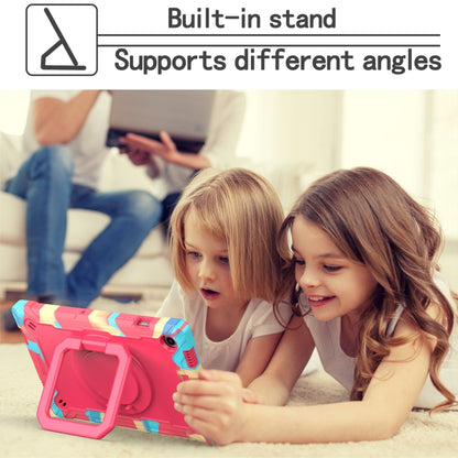 For Samsung Galaxy Tab A8 10.5 2021 Silicone + PC Bracelet Holder Tablet Case(Camouflage + Rose Red) by bashfashion