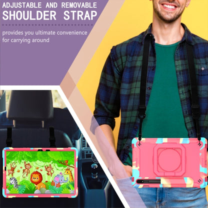 For Samsung Galaxy Tab S7 / S8 Silicone + PC Bracelet Holder Tablet Case(Camouflage + Rose Red) by bashfashion