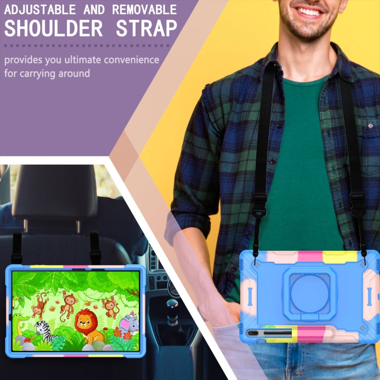 For Samsung Galaxy Tab S7+ / S8+ / S7 FE Silicone + PC Bracelet Holder Tablet Case(Camouflage + Blue) by bashfashion