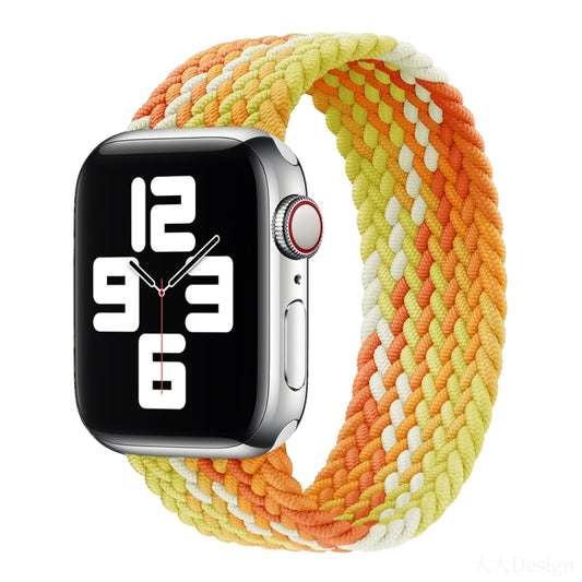 Nylon Single-turn Braided Watch Band For Apple Watch Ultra 49mm&Watch Ultra 2 49mm / Series 9&8&7 45mm / SE 3&SE 2&6&SE&5&4 44mm / 3&2&1 42mm, Length:135mm(Yellow Orange) by bashfashion