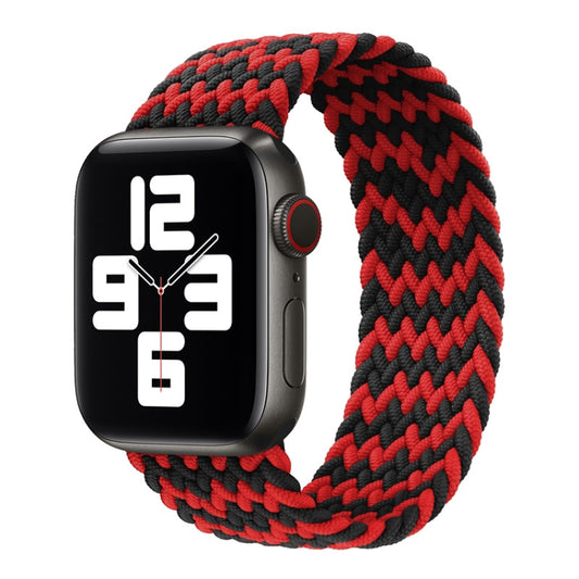 Nylon Single-turn Braided Watch Band For Apple Watch Ultra 49mm&Watch Ultra 2 49mm / Series 9&8&7 45mm / SE 3&SE 2&6&SE&5&4 44mm / 3&2&1 42mm, Length:135mm(W Black Red) by bashfashion