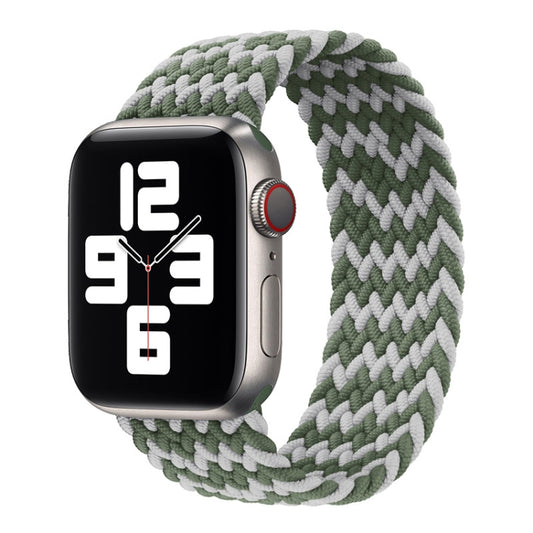 Nylon Single-turn Braided Watch Band For Apple Watch Ultra 49mm&Watch Ultra 2 49mm / Series 9&8&7 45mm / SE 3&SE 2&6&SE&5&4 44mm / 3&2&1 42mm, Length:135mm(W Green Grey) by bashfashion