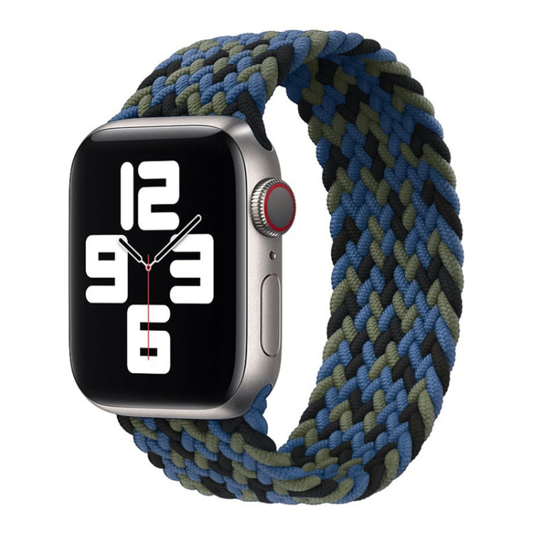 Nylon Single-turn Braided Watch Band For Apple Watch Ultra 49mm&Watch Ultra 2 49mm / Series 9&8&7 45mm / SE 3&SE 2&6&SE&5&4 44mm / 3&2&1 42mm, Length:135mm(Blue Camouflage) by bashfashion