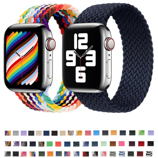 Nylon Single-turn Braided Watch Band For Apple Watch Ultra 49mm / Series 8&7 45mm / SE 2&6&SE&5&4 44mm / 3&2&1 42mm, Length:135mm(Purple+Orange) by bashfashion