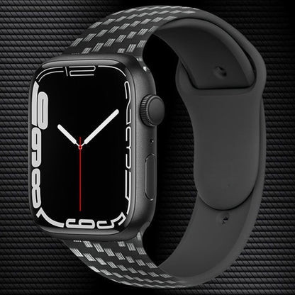 Carbon Fiber Silicone Strap For Apple Watch Ultra 49mm&Watch Ultra 2 49mm / Series 9&8&7 45mm / SE 3&SE 2&6&SE&5&4 44mm / 3&2&1 42mm by bashfashion