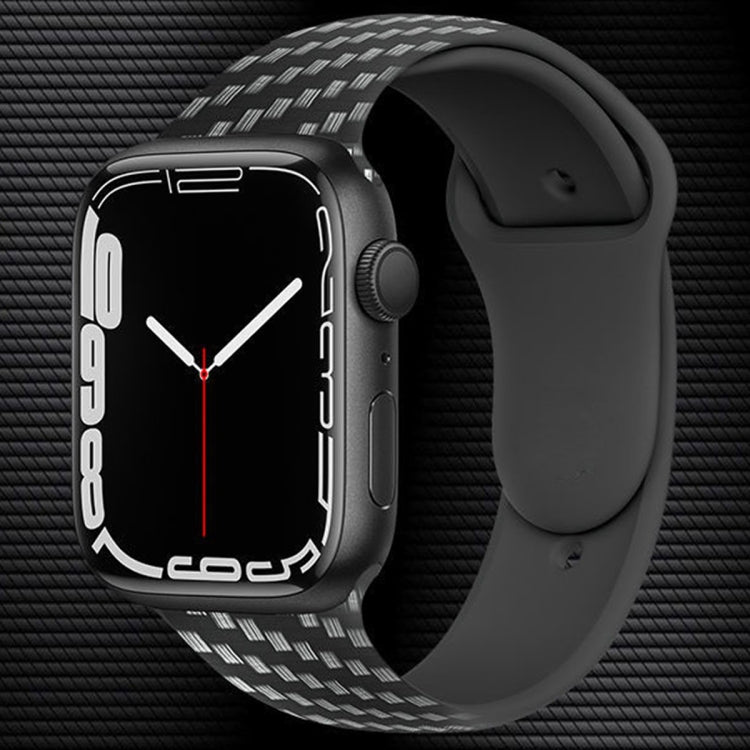Carbon Fiber Silicone Strap For Apple Watch Series 9&8&7 41mm / SE 3&SE 2&6&SE&5&4 40mm / 3&2&1 38mm by bashfashion
