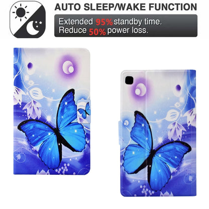 For Samsung Galaxy Tab A7 Lite Electric Pressed TPU Leather Tablet Case(Blue Butterfly) by bashfashion