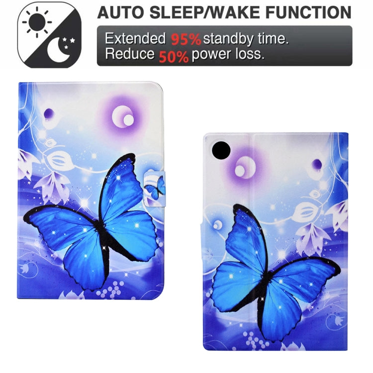 For Samsung Galaxy Tab A8 10.5 2021 / A8 2022 Electric Pressed TPU Smart Leather Tablet Case(Blue Butterfly) by bashfashion