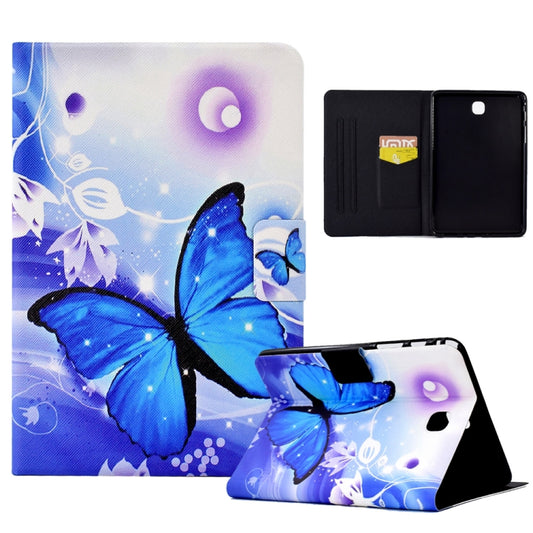 For Samsung Galaxy Tab A 8.0 T350 Electric Pressed TPU Smart Leather Tablet Case(Blue Butterfly) by bashfashion