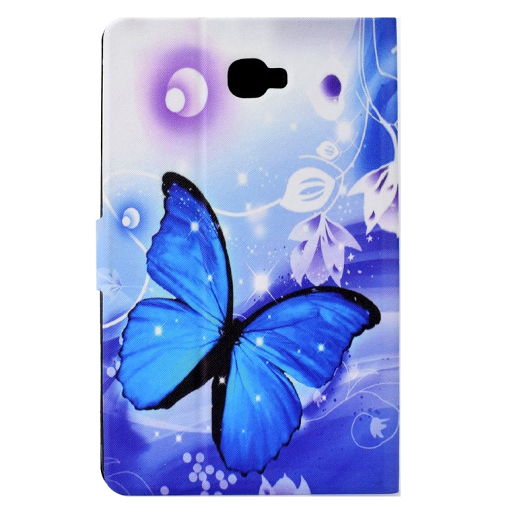 For Samsung Galaxy Tab A 10.1 T580 Electric Pressed TPU Smart Leather Tablet Case(Blue Butterfly) by bashfashion