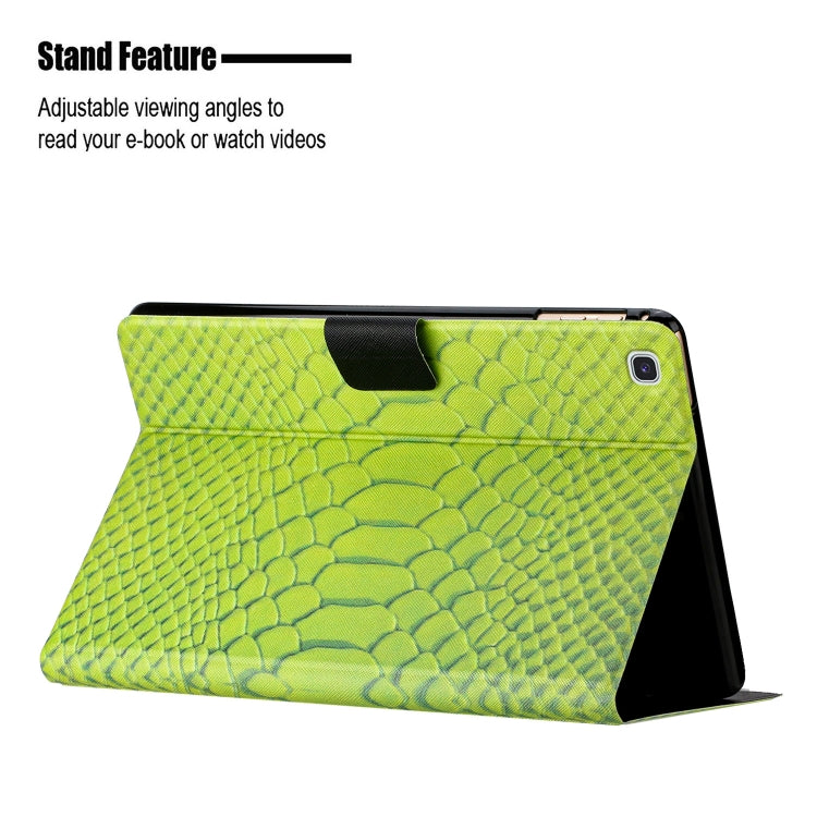 For Samsung Galaxy Tab A7 10.4 2020 Solid Color Crocodile Texture Leather Smart Tablet Case(Green) by bashfashion