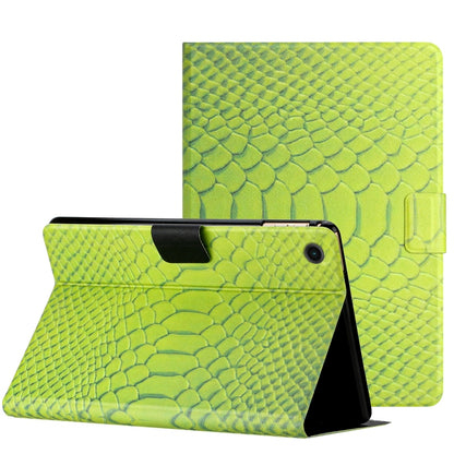 For Samsung Galaxy Tab A8 Solid Color Crocodile Texture Leather Smart Tablet Case(Green) by bashfashion