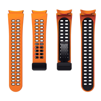 For Samsung Galaxy Watch5 Pro Double-row Hole Folding Buckle Silicone Watch Band(Orange Black) by bashfashion