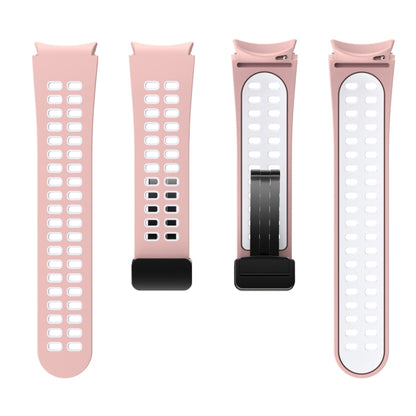 For Samsung Galaxy Watch5 Pro Double-row Hole Folding Buckle Silicone Watch Band(Pink White) by bashfashion
