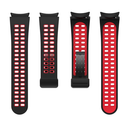 For Samsung Galaxy Watch5 Pro Double-row Hole Folding Buckle Silicone Watch Band(Black Red) by bashfashion