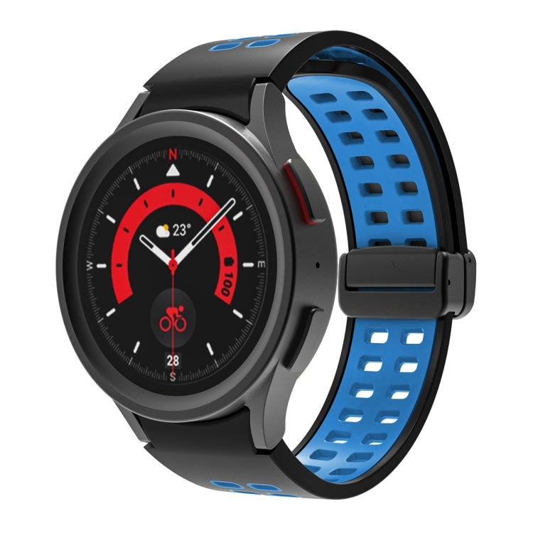 For Samsung Galaxy Watch5 Pro Double-row Hole Folding Buckle Silicone Watch Band(Black Sky Blue) by bashfashion