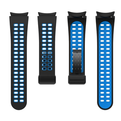 For Samsung Galaxy Watch5 Pro Double-row Hole Folding Buckle Silicone Watch Band(Black Sky Blue) by bashfashion