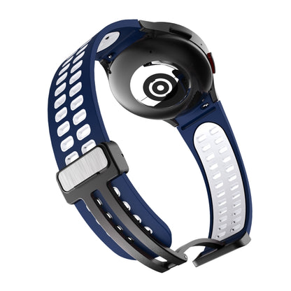 For Samsung Galaxy Watch5 Pro Double-row Hole Folding Buckle Silicone Watch Band(Blue White) by bashfashion