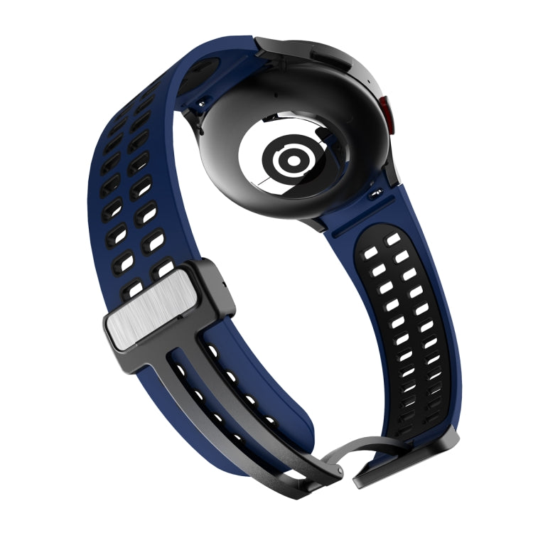For Samsung Galaxy Watch5 Pro Double-row Hole Folding Buckle Silicone Watch Band(Blue Black) by bashfashion