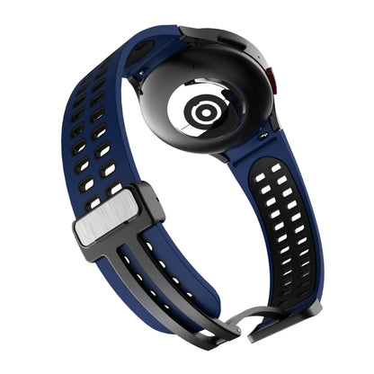 For Samsung Galaxy Watch5 Pro Double-row Hole Folding Buckle Silicone Watch Band(Blue Black) by bashfashion