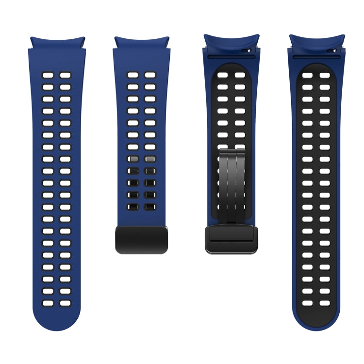 For Samsung Galaxy Watch5 Pro Double-row Hole Folding Buckle Silicone Watch Band(Blue Black) by bashfashion