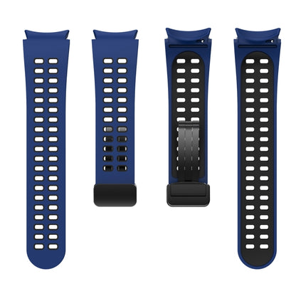 For Samsung Galaxy Watch5 Pro Double-row Hole Folding Buckle Silicone Watch Band(Blue Black) by bashfashion