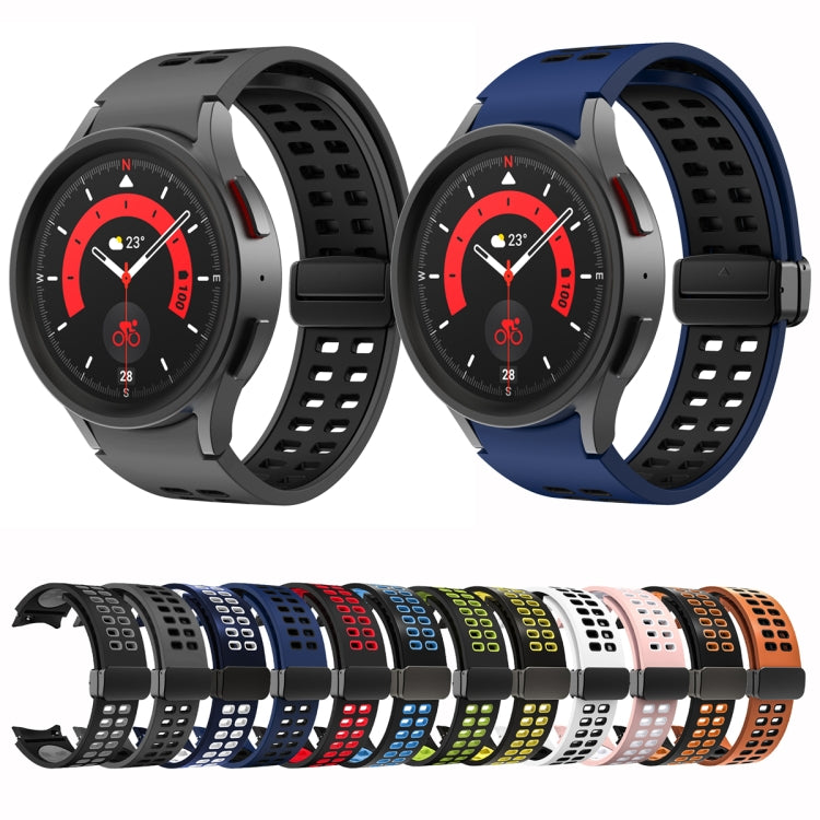 For Samsung Galaxy Watch5 Pro Double-row Hole Folding Buckle Silicone Watch Band(Black Orange) by bashfashion