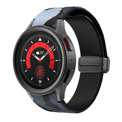 For Samsung Galaxy Watch5 Magnetic Printed Silicone Watch Band(Black Gray Camouflage) by bashfashion