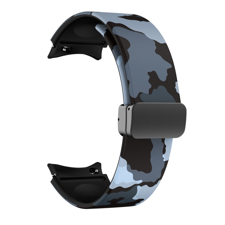 For Samsung Galaxy Watch5 Magnetic Printed Silicone Watch Band(Black Gray Camouflage) by bashfashion