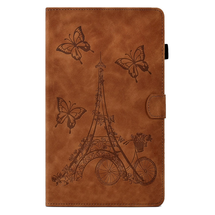 For Samsung Galaxy Tab S6 Lite P610 Tower Embossed Leather Smart Tablet Case(Brown) by bashfashion