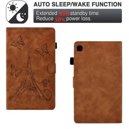 For Samsung Galaxy Tab S6 Lite P610 Tower Embossed Leather Smart Tablet Case(Brown) by bashfashion