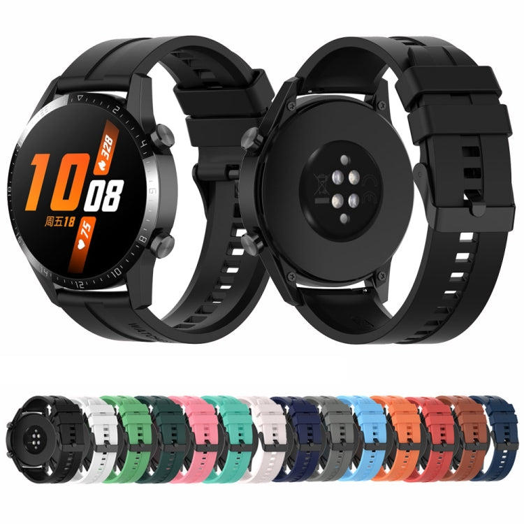 For Huawei Watch 3 Pro New 22mm Silicone Black Buckle Watch Band(White) by bashfashion