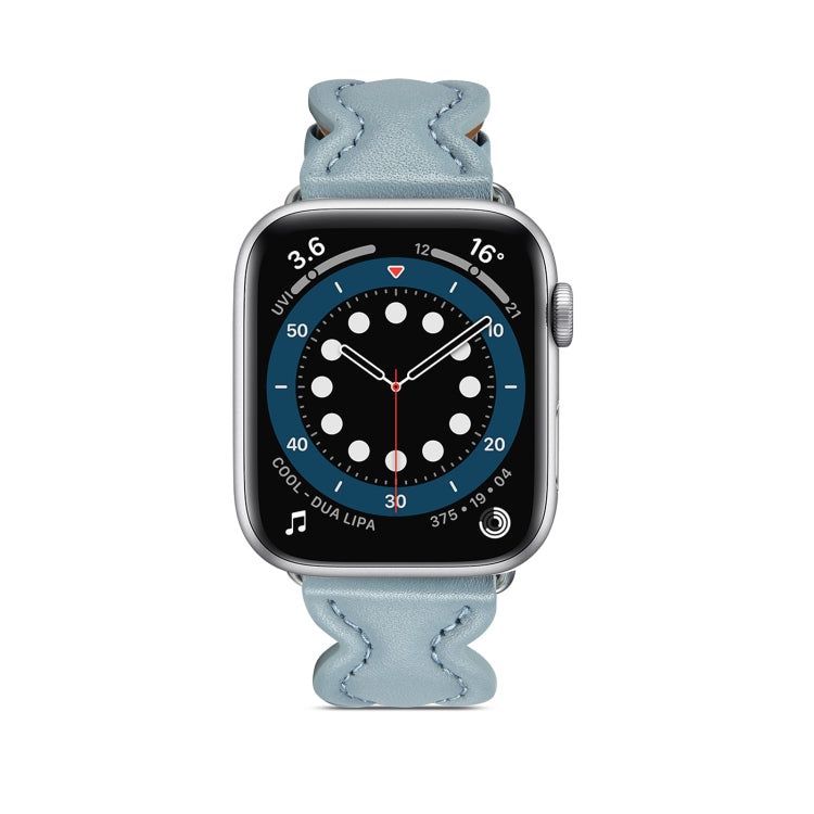 Genuine Leather Breathable Watch Band For Apple Watch Series 9&8&7 41mm / SE 3&SE 2&6&SE&5&4 40mm / 3&2&1 38mm(Pink) by bashfashion