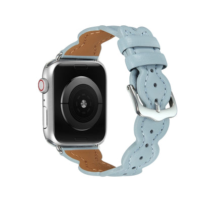 Genuine Leather Breathable Watch Band For Apple Watch Series 9&8&7 41mm / SE 3&SE 2&6&SE&5&4 40mm / 3&2&1 38mm(Pink) by bashfashion