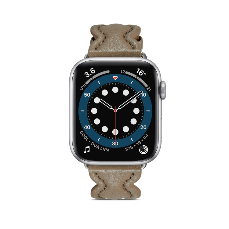 Genuine Leather Breathable Watch Band For Apple Watch Series 9&8&7 41mm / SE 3&SE 2&6&SE&5&4 40mm / 3&2&1 38mm(Grey) by bashfashion