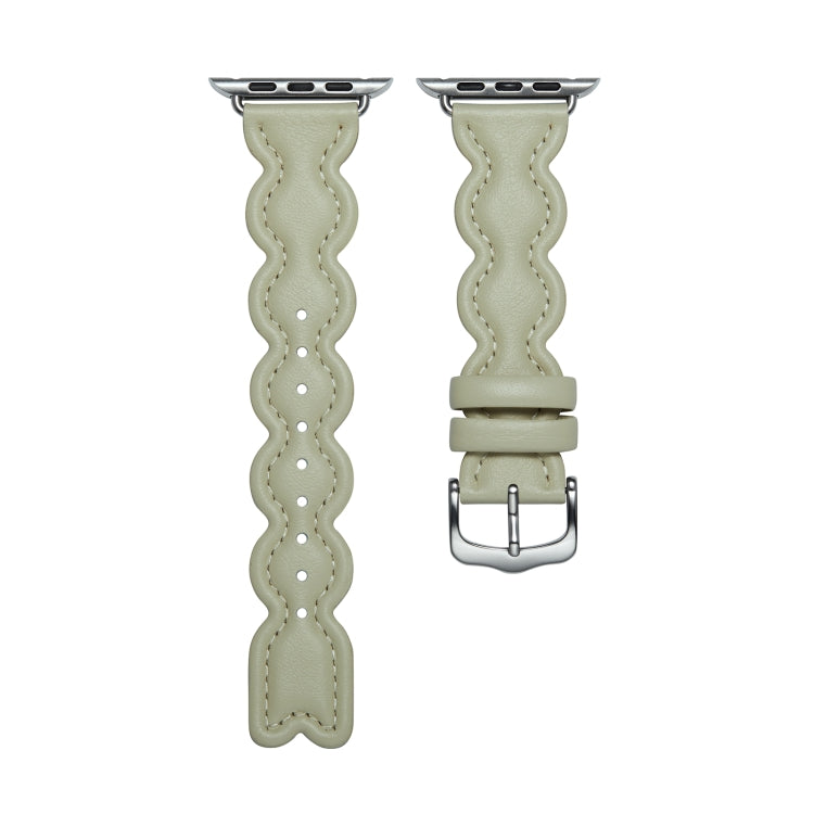 Genuine Leather Breathable Watch Band For Apple Watch Series 9&8&7 41mm / SE 3&SE 2&6&SE&5&4 40mm / 3&2&1 38mm(White) by bashfashion