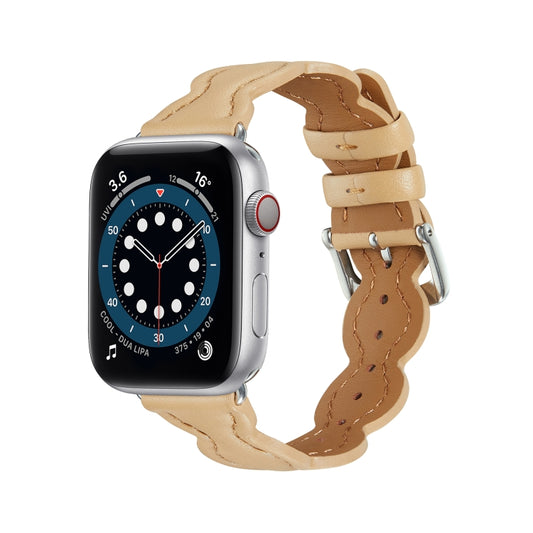 Genuine Leather Breathable Watch Band For Apple Watch Series 9&8&7 41mm / SE 3&SE 2&6&SE&5&4 40mm / 3&2&1 38mm(Walnut Colour) by bashfashion