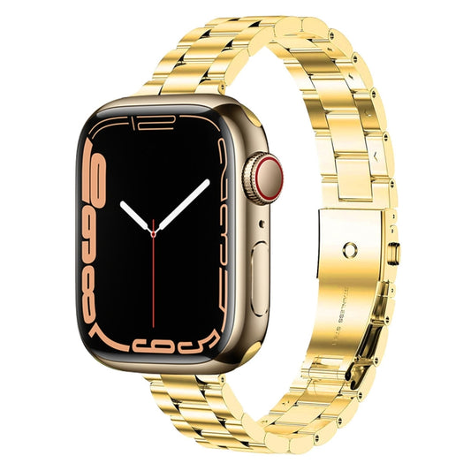 Small Waist Stainless Steel Watch Band For Apple Watch Ultra 49mm&Watch Ultra 2 49mm / Series 9&8&7 45mm / SE 3&SE 2&6&SE&5&4 44mm / 3&2&1 42mm(Gold) by bashfashion