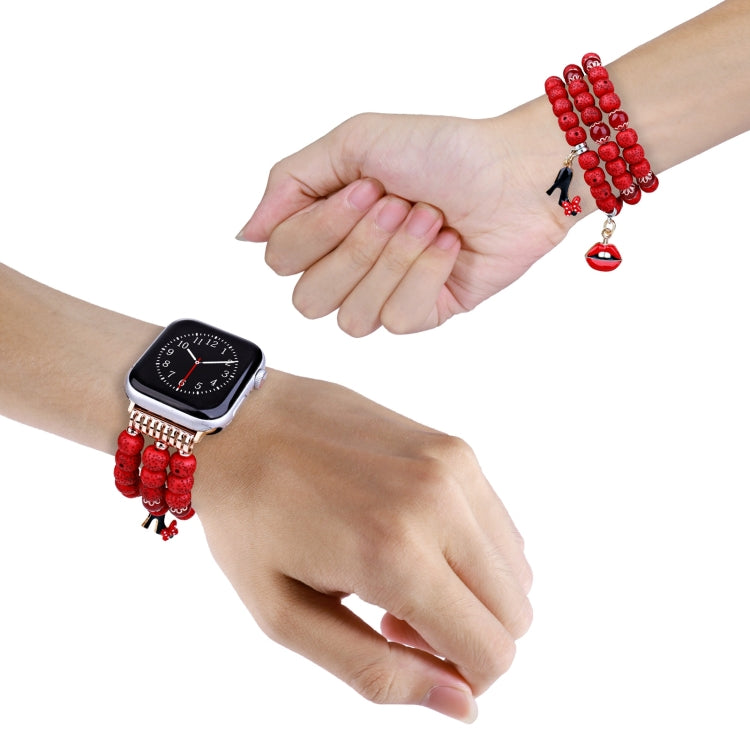 Bodhi Beads Watch Band For Apple Watch Series 9&8&7 41mm / SE 3&SE 2&6&SE&5&4 40mm / 3&2&1 38mm(Red) by bashfashion