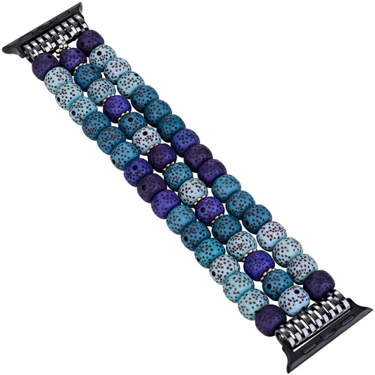 Simple Bodhi Beads Watch Band For Apple Watch Series 9&8&7 41mm / SE 3&SE 2&6&SE&5&4 40mm / 3&2&1 38mm(Bodhi Blue) by bashfashion