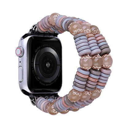 Pieces Beads Watch Band For Apple Watch Series 9&8&7 41mm / SE 3&SE 2&6&SE&5&4 40mm / 3&2&1 38mm(Light Coffee) by bashfashion