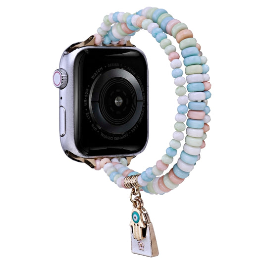 3-row Beads Watch Band For Apple Watch Ultra 49mm&Watch Ultra 2 49mm / Series 9&8&7 45mm / SE 3&SE 2&6&SE&5&4 44mm / 3&2&1 42mm(Pink) by bashfashion