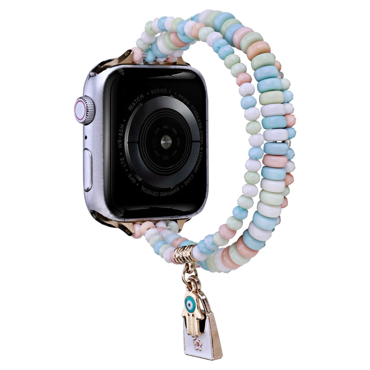 3-row Beads Watch Band For Apple Watch Series 9&8&7 41mm / SE 3&SE 2&6&SE&5&4 40mm / 3&2&1 38mm(Pink) by bashfashion