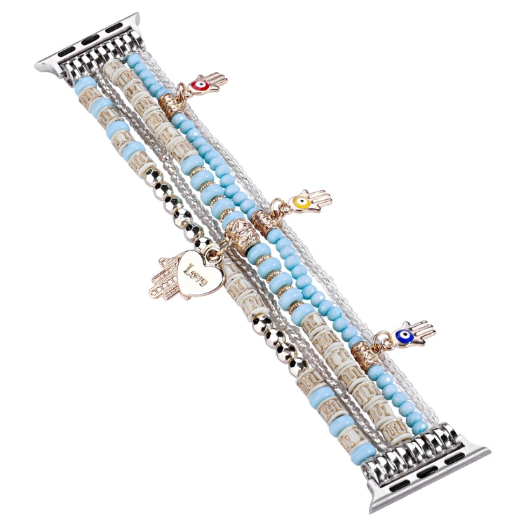 Forest Style Beads Watch Band For Apple Watch Series 9&8&7 41mm / SE 3&SE 2&6&SE&5&4 40mm / 3&2&1 38mm(Blue) by bashfashion