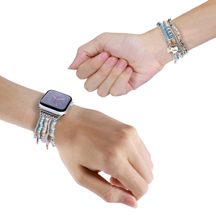 Forest Style Beads Watch Band For Apple Watch Series 9&8&7 41mm / SE 3&SE 2&6&SE&5&4 40mm / 3&2&1 38mm(Blue) by bashfashion