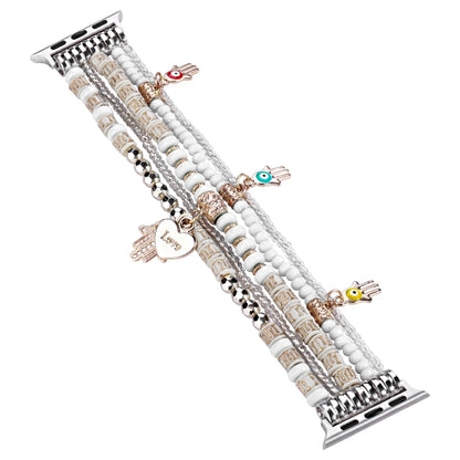 Forest Style Beads Watch Band For Apple Watch Series 9&8&7 41mm / SE 3&SE 2&6&SE&5&4 40mm / 3&2&1 38mm(White) by bashfashion