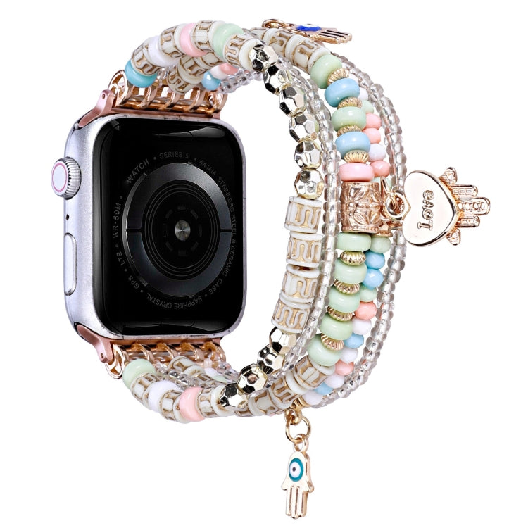 Forest Style Beads Watch Band For Apple Watch Series 9&8&7 41mm / SE 3&SE 2&6&SE&5&4 40mm / 3&2&1 38mm(Pink) by bashfashion