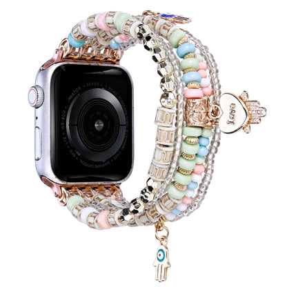 Forest Style Beads Watch Band For Apple Watch Series 9&8&7 41mm / SE 3&SE 2&6&SE&5&4 40mm / 3&2&1 38mm(Pink) by bashfashion