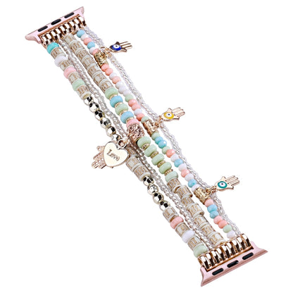 Forest Style Beads Watch Band For Apple Watch Series 9&8&7 41mm / SE 3&SE 2&6&SE&5&4 40mm / 3&2&1 38mm(Pink) by bashfashion
